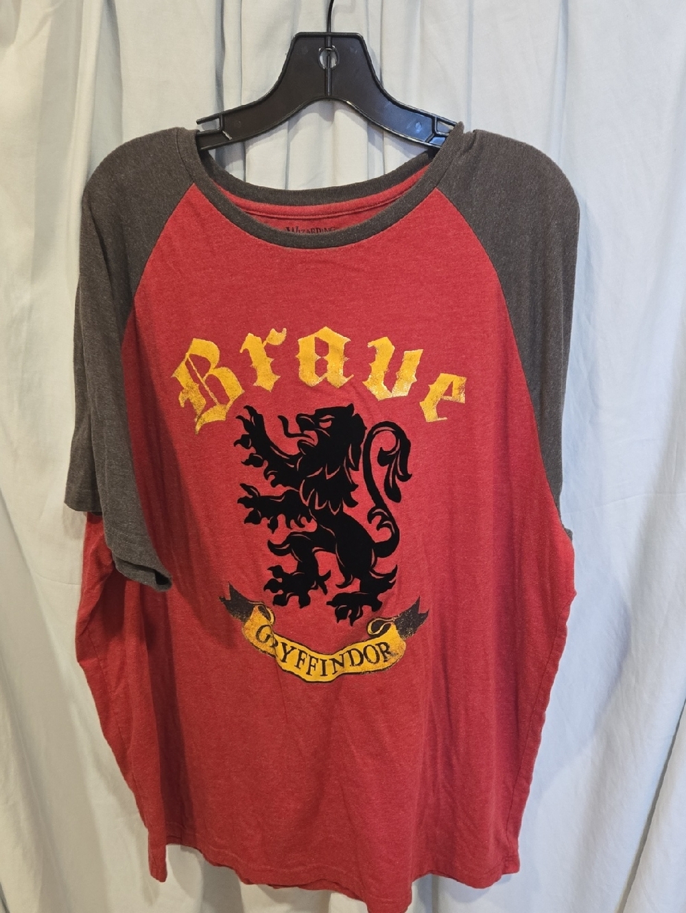 Brave Gryffindor Raglan Tee in Red and Charcoal